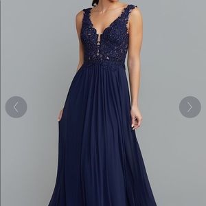 Sherri Hill Navy Blue Prom Dress